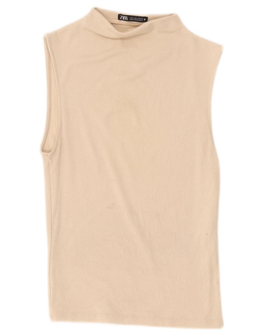 ZARA Womens Vest Top UK 14 Large Beige Cotton