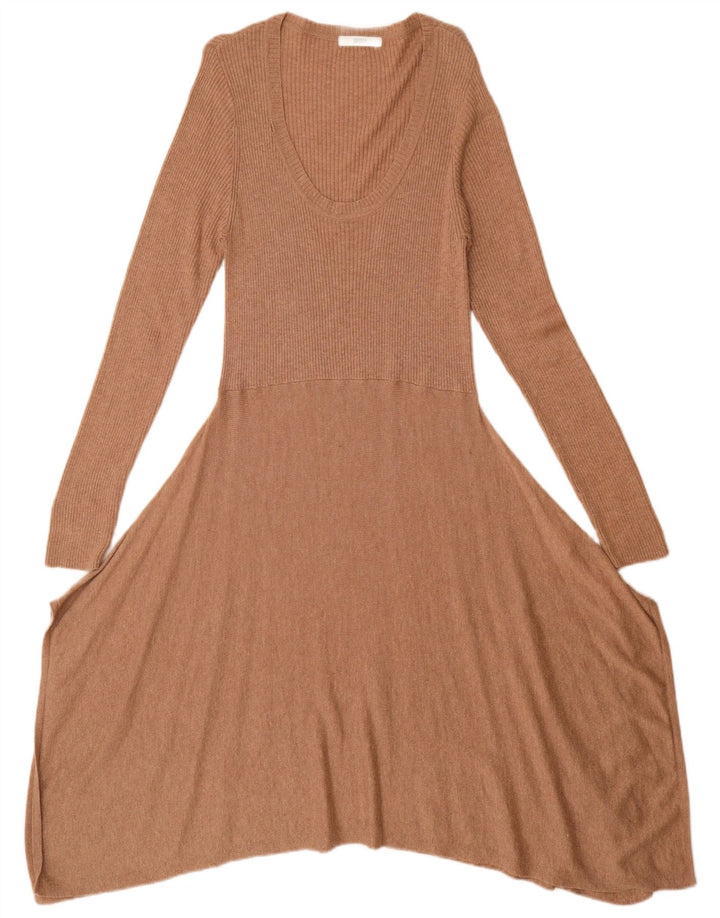Abito maglione da donna Marks & Spencer UK 14 Viscosa marrone medio