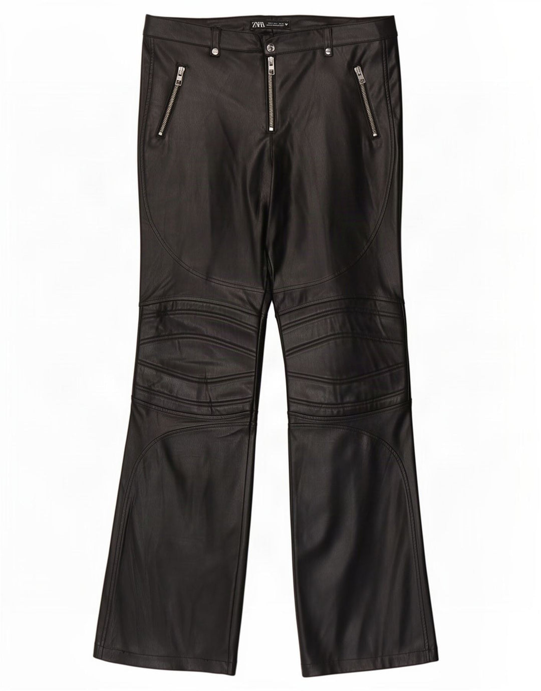 Pantaloni Zara da donna in ecopelle bootcut grandi W30 L33 poliestere nero