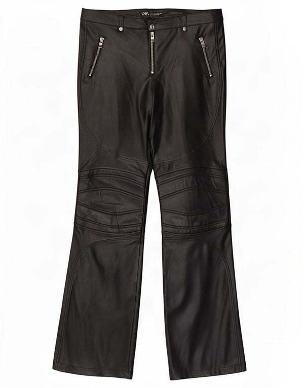 Pantaloni Zara da donna in ecopelle bootcut grandi W30 L33 poliestere nero