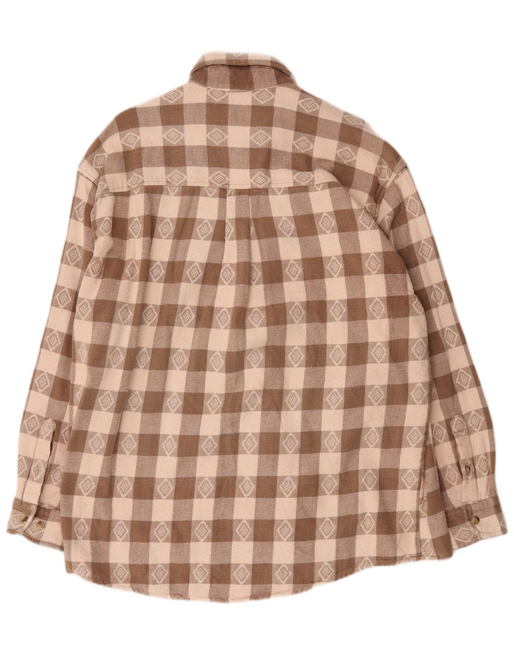 Camicia in flanella da uomo Tom Tailor XL in cotone a quadri marrone