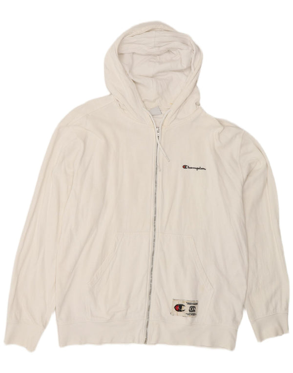 Maglione con cappuccio e zip da uomo Champion XL in cotone bianco
