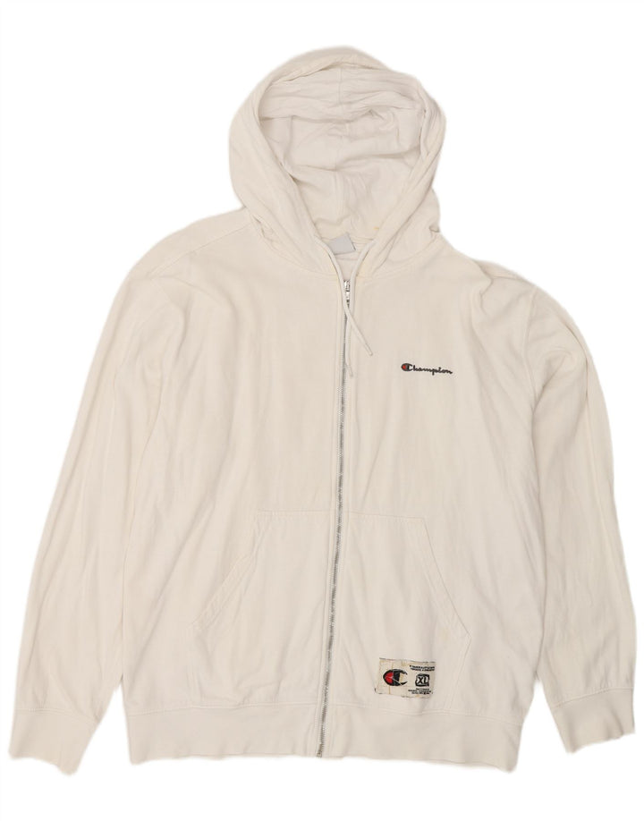 Maglione con cappuccio e zip da uomo Champion XL in cotone bianco