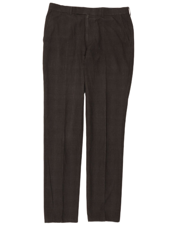Pantaloni da abito da uomo Marks & Spencer super slim fit W32 L33 a quadri grigi