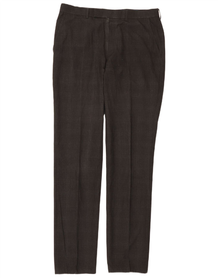 Pantaloni da abito da uomo Marks & Spencer super slim fit W32 L33 a quadri grigi