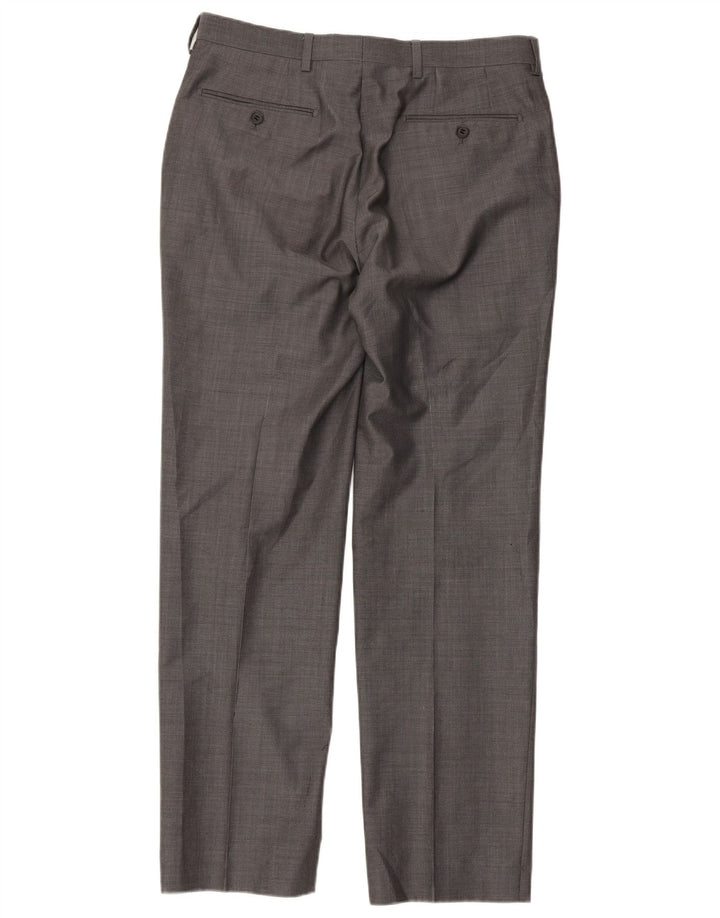 Pantaloni da abito dritti da uomo Marks & Spencer W32 L31 lana grigia