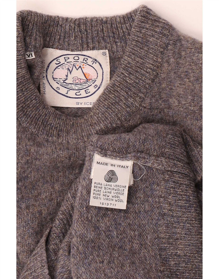 Maglione da uomo girocollo Iceberg in lana vergine grigio medio