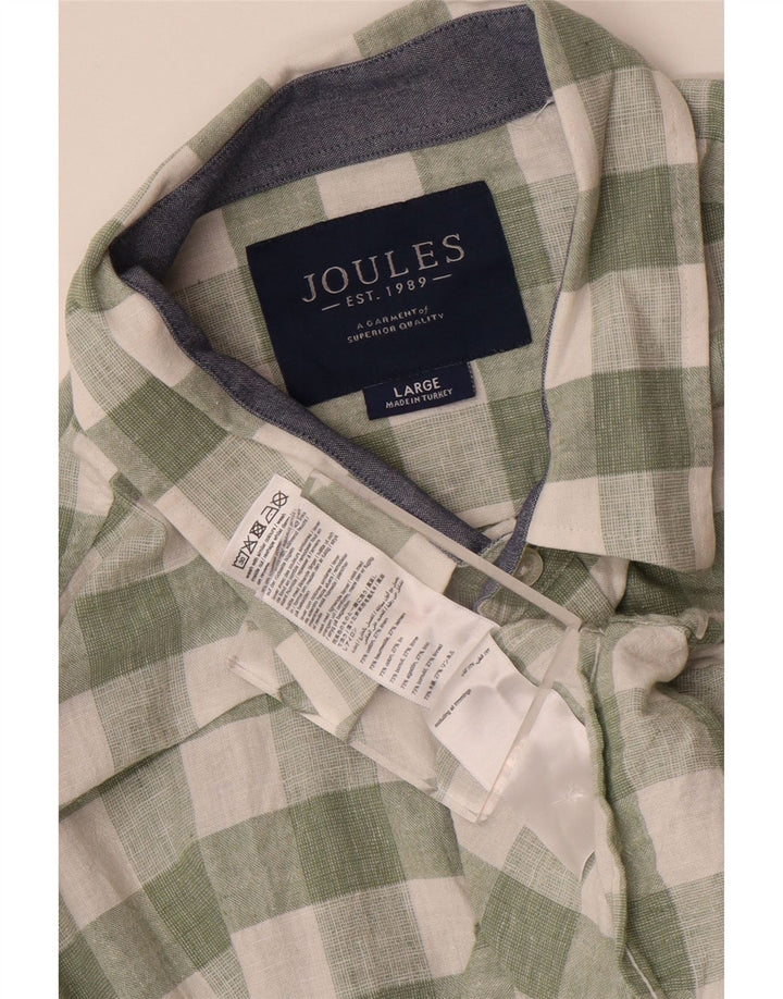 JOULES Camicia da uomo a maniche corte in cotone a quadri verdi grandi
