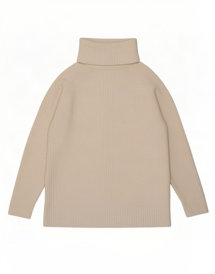 Maglione maglione oversize da donna Marks & Spencer con collo alto UK 10 piccolo bianco