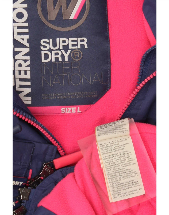 Giacca a vento con cappuccio da donna Superdry UK 16 Large Blu Colourblock