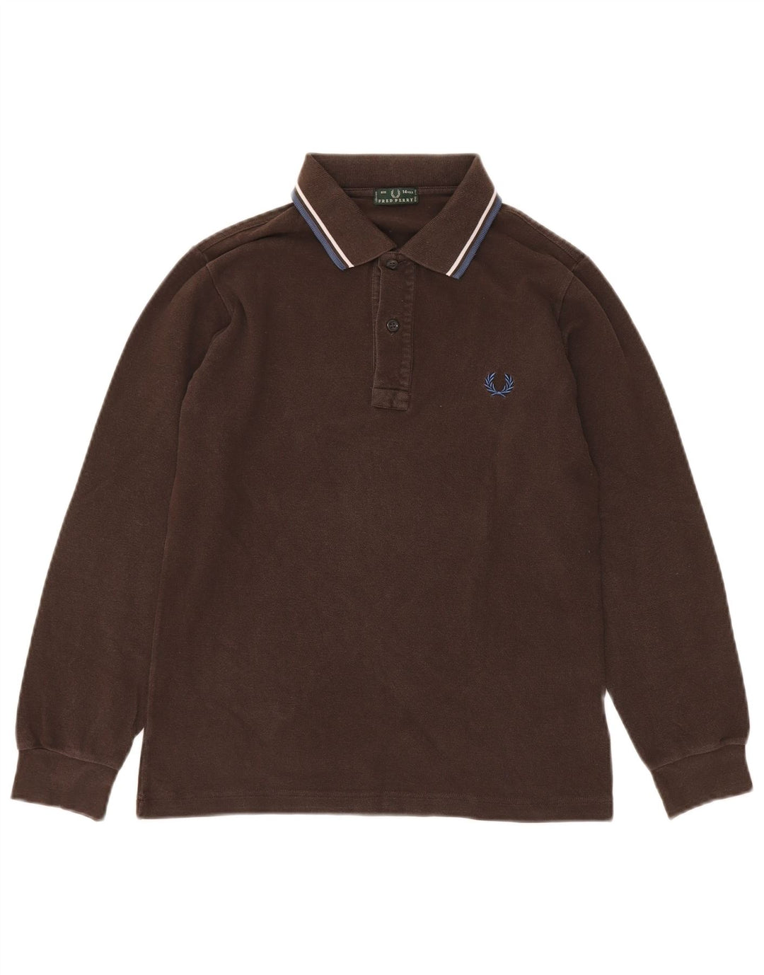 Polo a maniche lunghe da bambino FRED PERRY 13-14 anni in cotone marrone