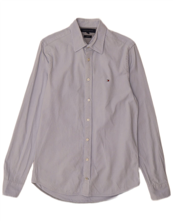 Camicia slim fit da uomo Tommy Hilfiger piccola in cotone blu