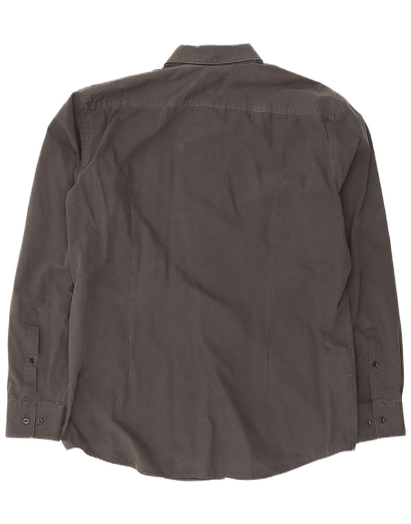 Camicia slim fit da uomo Hugo Boss taglia 43 17 XL cotone grigio