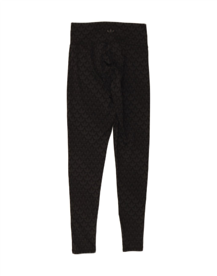 ADIDAS Womens Graphic Leggings UK 12/14 Medium  Black Polyester Vintage Adidas and Second-Hand Adidas from Messina Hembry 
