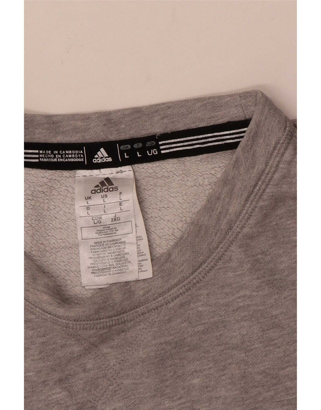 Felpa grafica da uomo Adidas Maglione grande in cotone grigio