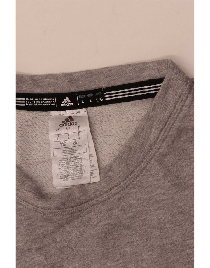 Felpa grafica da uomo Adidas Maglione grande in cotone grigio