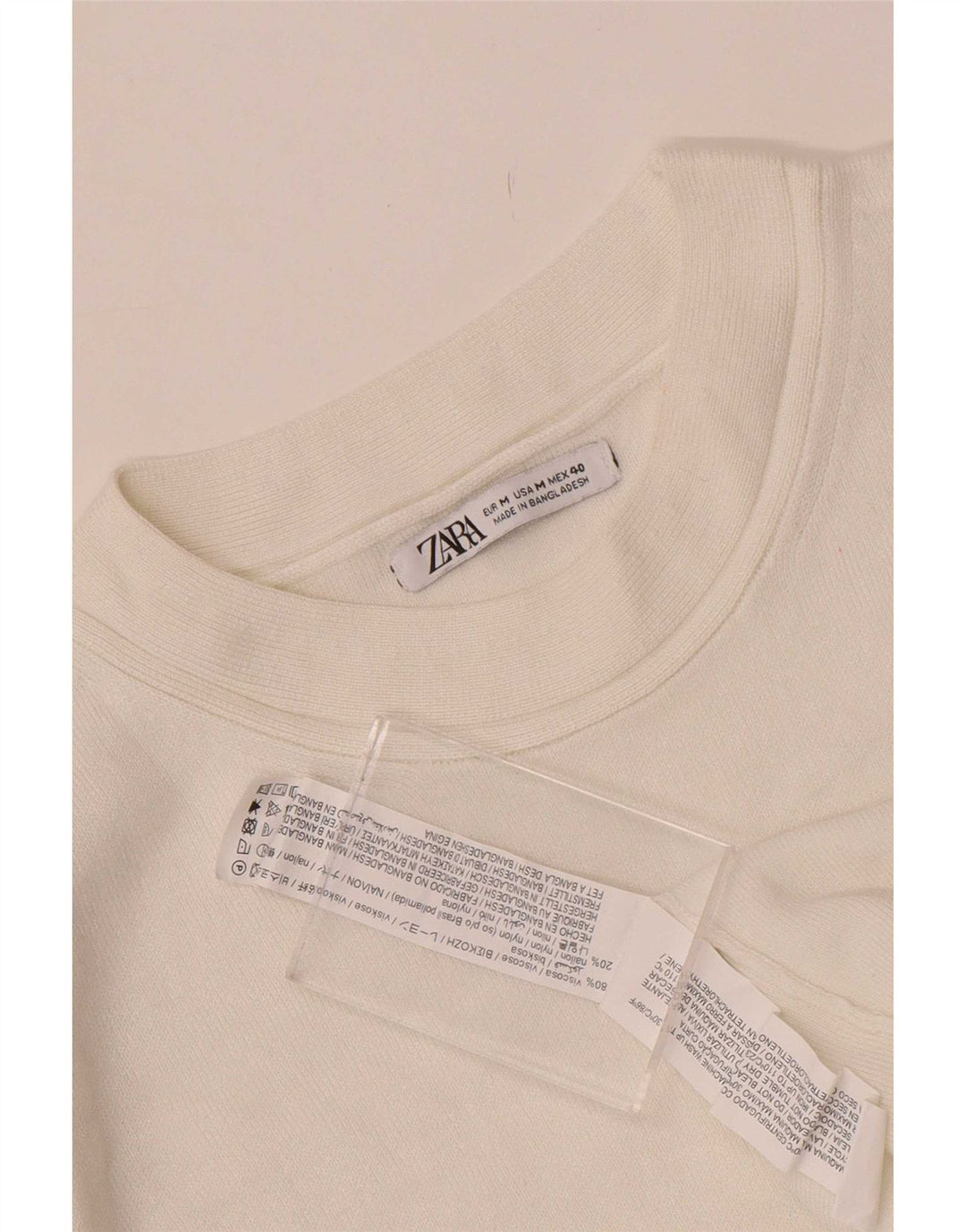Maglione Zara da uomo girocollo in viscosa bianca media