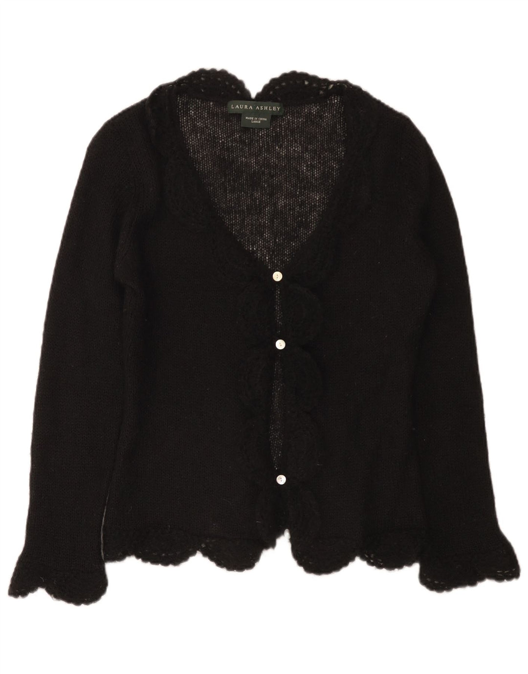Maglione cardigan da donna Laura Ashley UK 14 grande nero