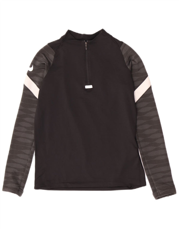 Maglia da tuta regolare da ragazzo con zip e collo Nike, 10-11 anni, media, nera, sportiva