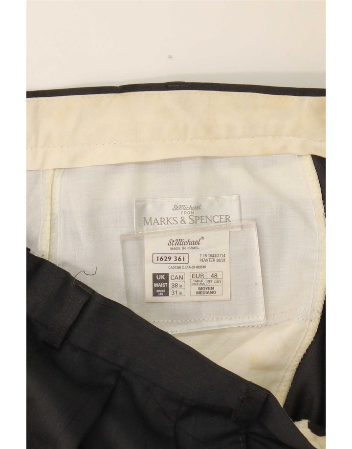 Pantaloni da abito con pegging da uomo Marks & Spencer W38 L31 poliestere nero