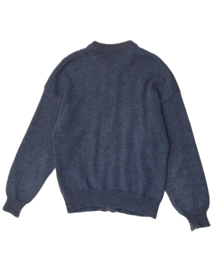 Maglione cardigan da donna vintage UK 16 grande blu navy