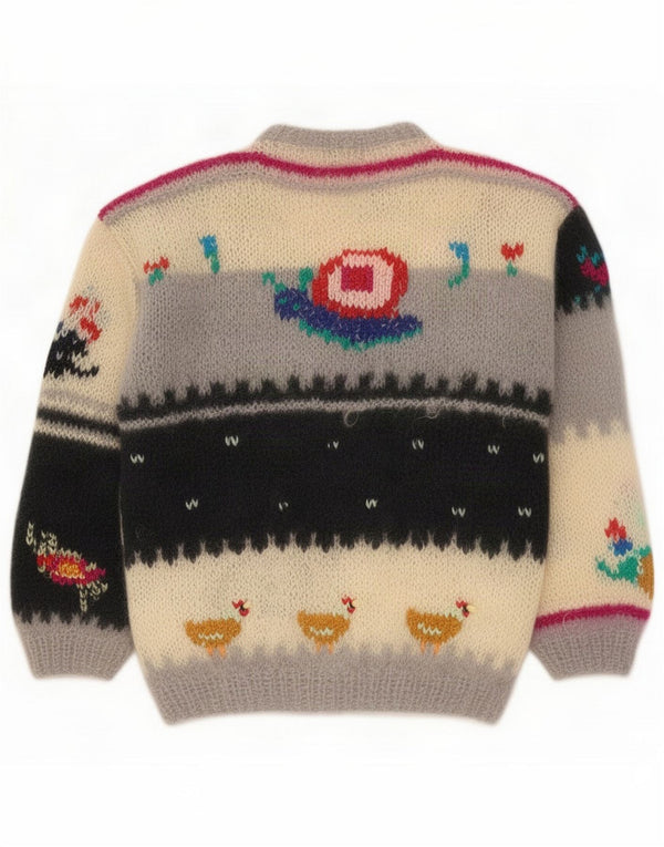 Maglione cardigan da donna vintage UK 12 medio multicolore Novità