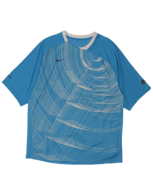 T-shirt da uomo Nike Top UK 42/44 grande poliestere geometrico blu
