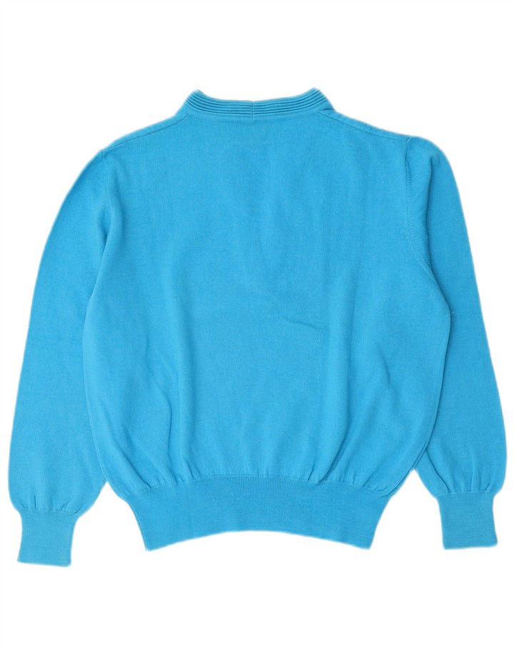 Luisa Spagnoli maglione da donna con scollo a V UK 12 lana blu medio