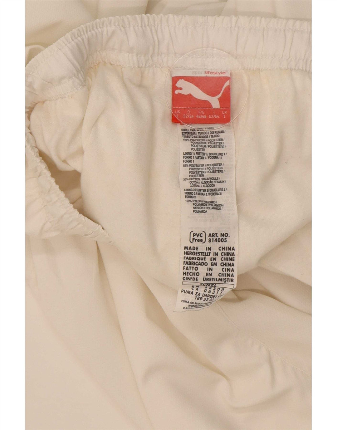 Pantaloni da tuta da uomo Puma Joggers grandi bianchi in poliestere