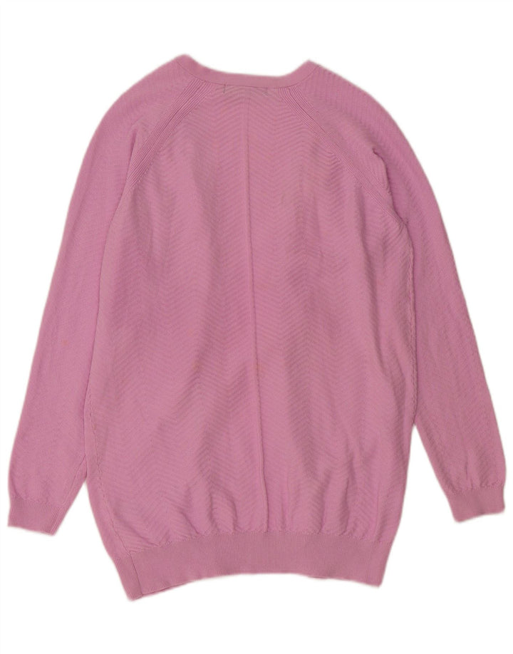 MARKS & SPENCER Maglione cardigan aperto da donna UK 10 Piccolo Chevron rosa