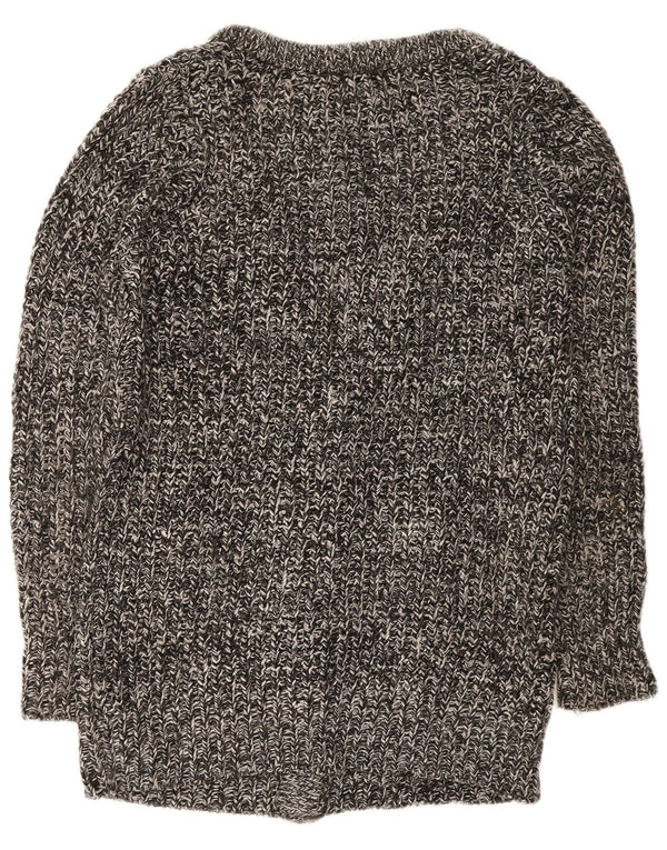 Maglione cardigan lungo da donna Zara UK 14 Acrilico screziato grigio medio