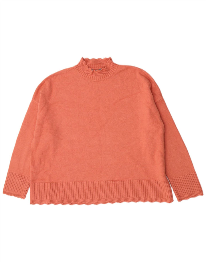 Maglione maglione collo alto da donna Oasis UK 16 grande viscosa arancione