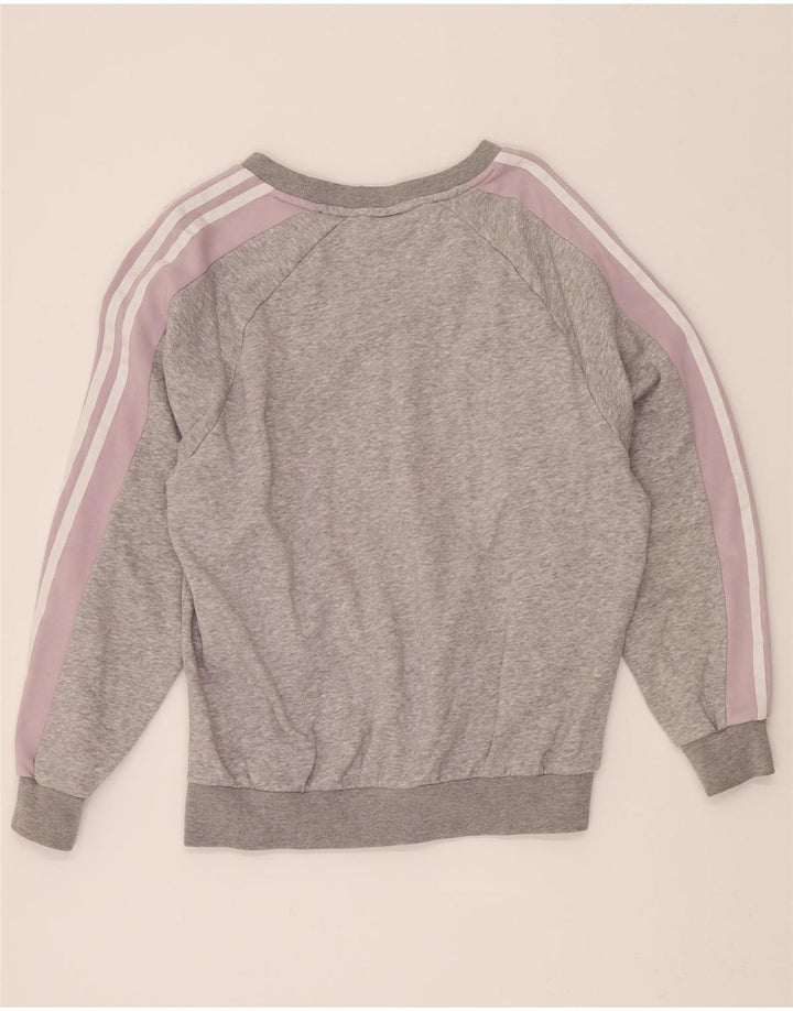 ADIDAS Womens Oversized Sweatshirt Jumper UK 8 Small  Grey Colourblock Vintage Adidas and Second-Hand Adidas from Messina Hembry 