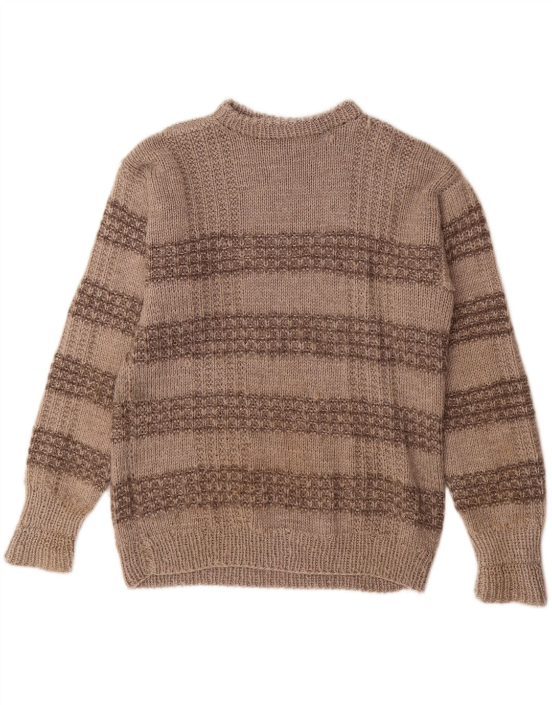 Maglione vintage da uomo girocollo a righe grigio medio