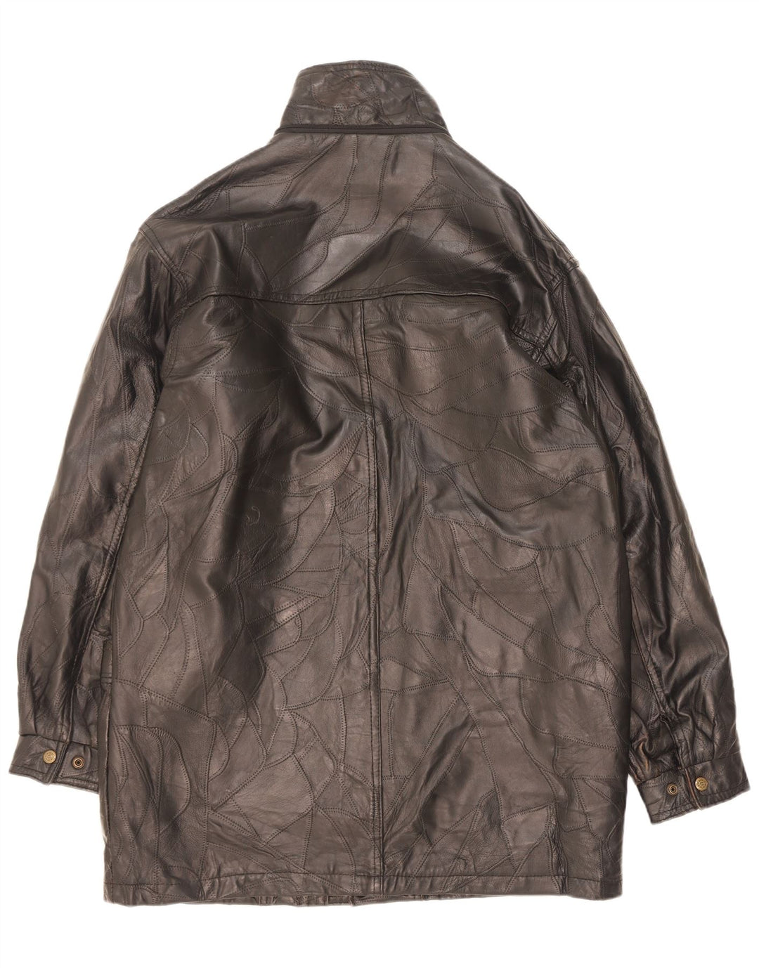 Cappotto in pelle da uomo Alberto Bruni UK 40 Grande pelle patchwork nera