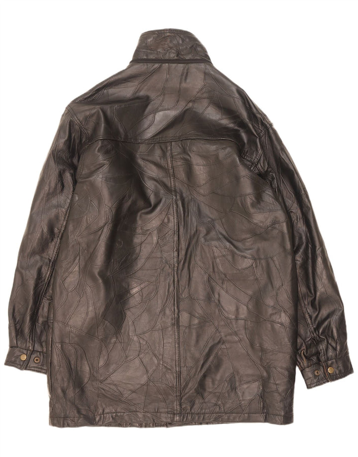 Cappotto in pelle da uomo Alberto Bruni UK 40 Grande pelle patchwork nera