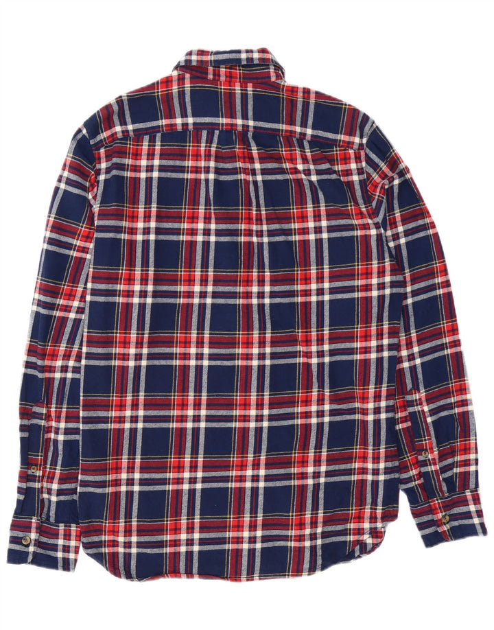 J. Crew Camicia da uomo in flanella dalla vestibilità classica, piccola, in cotone a quadri blu navy