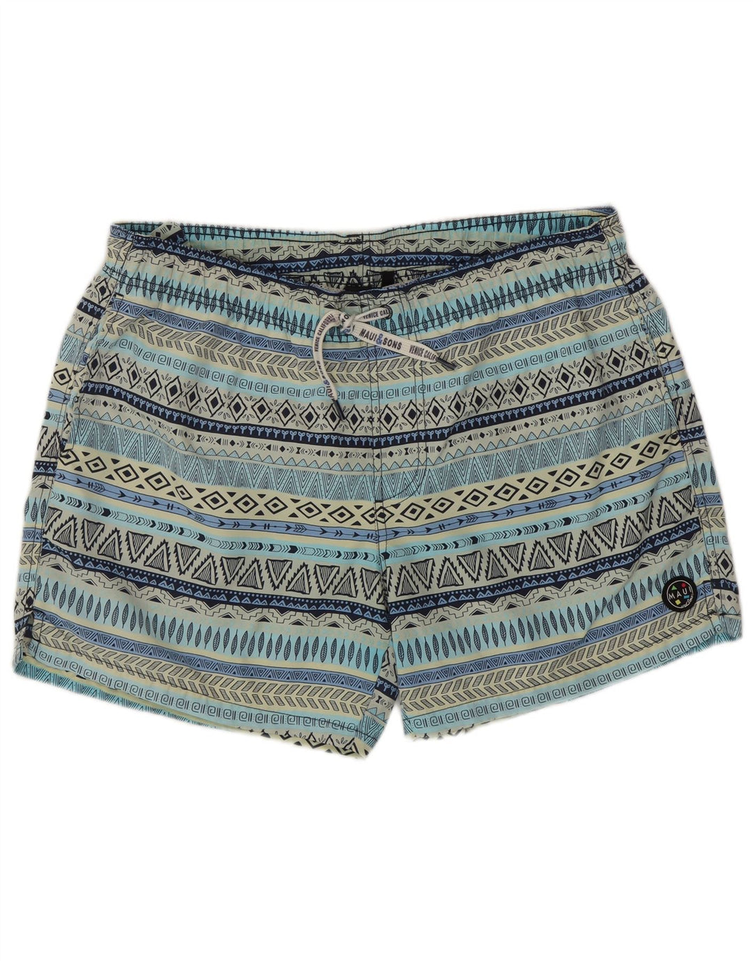 Pantaloncini da bagno da uomo Maui and Sons 2XL Blu geometrico in poliammide