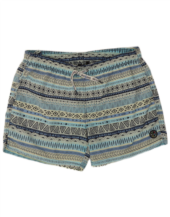 Pantaloncini da bagno da uomo Maui and Sons 2XL Blu geometrico in poliammide