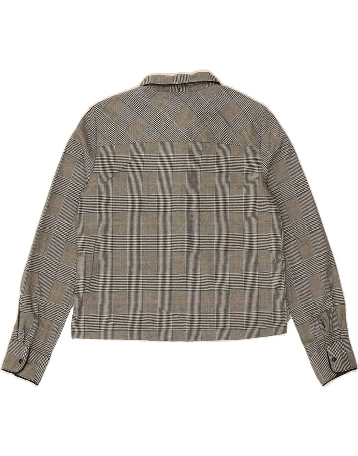BENETTON Womens Crop Pullover Shirt UK 6 XS Grey Check Polyester Vintage Benetton and Second-Hand Benetton from Messina Hembry 