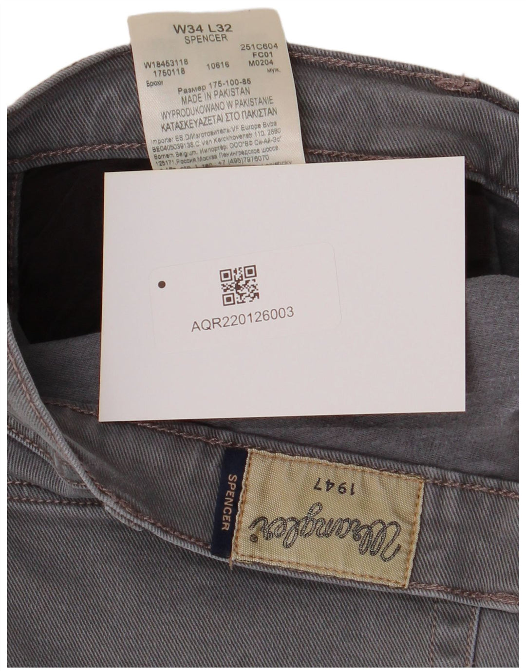 Jeans dritti da uomo Wrangler Spencer W34 L32 cotone grigio