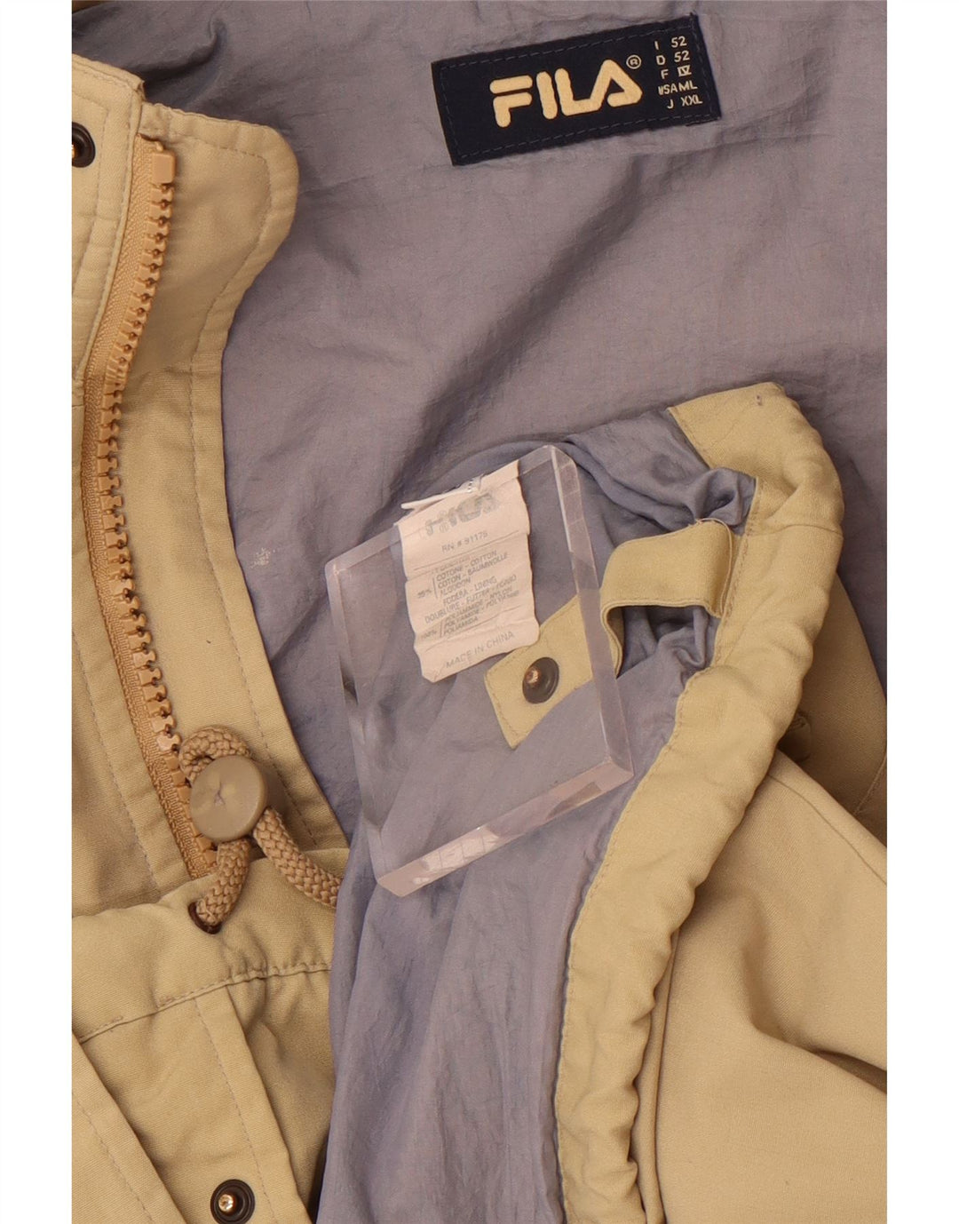 Giacca a vento con cappuccio Fila da uomo IT 52 XL Beige Poliestere