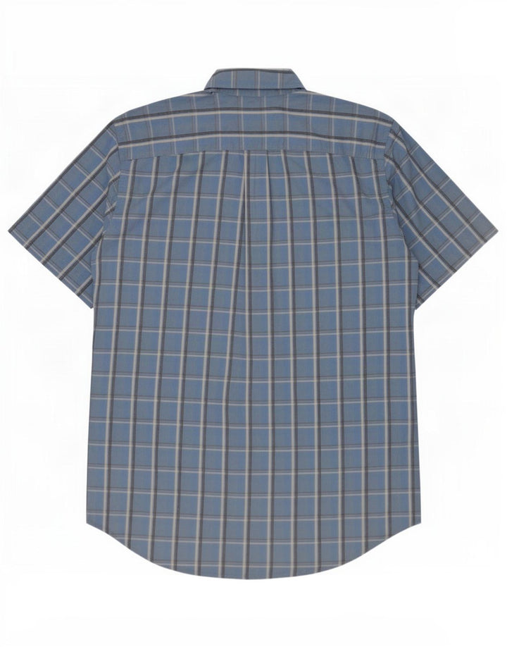 Camicia a maniche corte da uomo di Dack in cotone scozzese blu medio