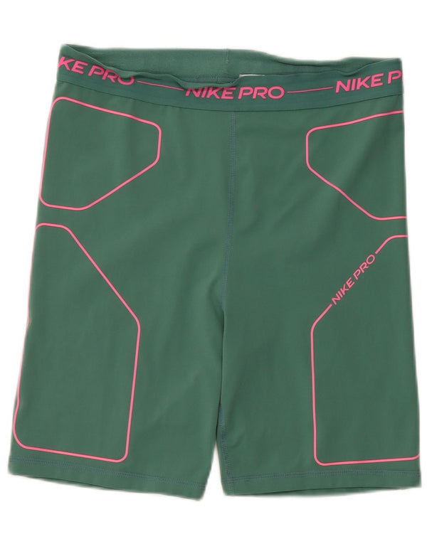 Pantaloncini sportivi Nike Dri Fit Graphic da donna UK 14 Large Verde Poliestere