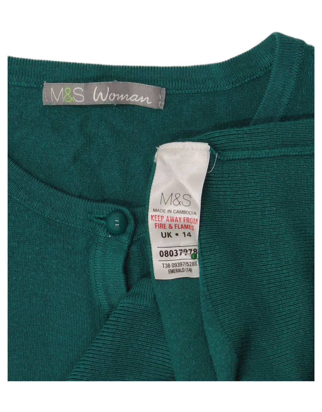 Maglione cardigan da donna Marks & Spencer UK 14 Viscosa verde medio