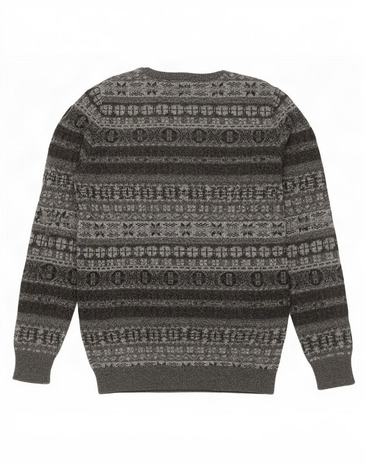 Maglione maglione girocollo da uomo Marlboro Classics 2XL lana Fair Isle grigia