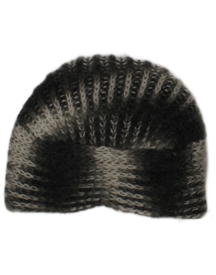 Cappello turbante lavorato a maglia da donna vintage, taglia unica, a righe color kaki