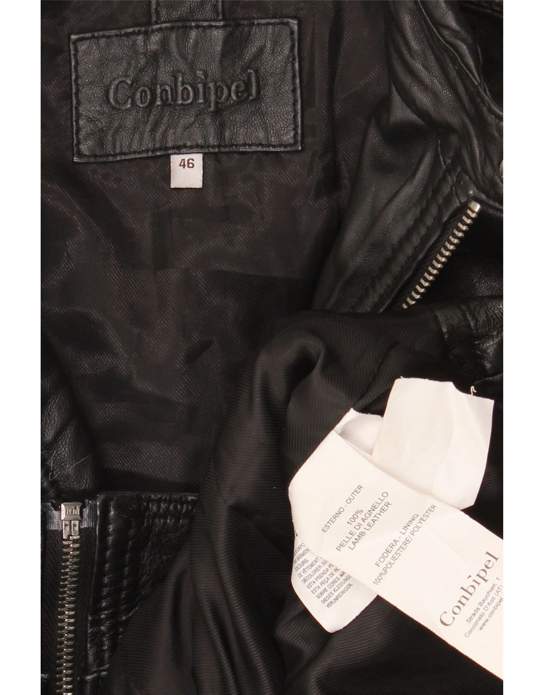 Giacca Racer in Pelle Donna Conbipel IT 46 Large Pelle Nera