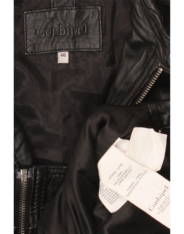 Giacca Racer in Pelle Donna Conbipel IT 46 Large Pelle Nera