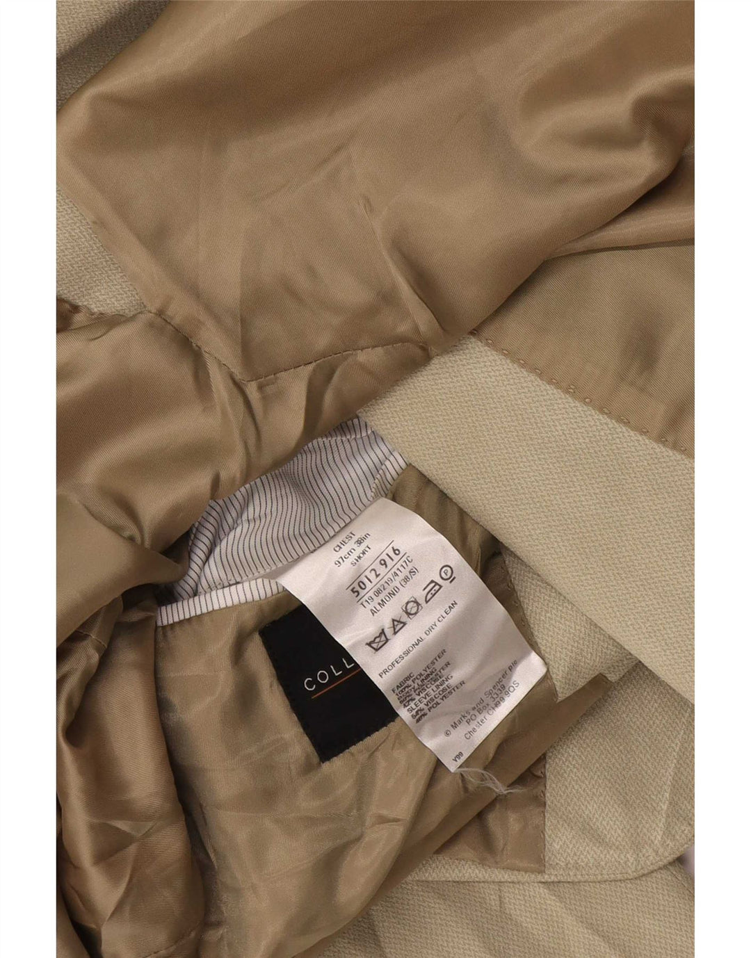 Giacca blazer corta da uomo a 2 bottoni Marks & Spencer UK 38 Beige medio